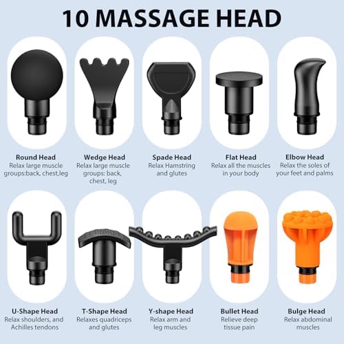 TOLOCO Massage Gun, Back Massager 10 Replacement Head for Pain Relief Deep Tissue, Percussion Massage Guns 7 Speed Level Super Quiet Electric Massager Fathers Day Dad Gifts, Carbon - Image 5