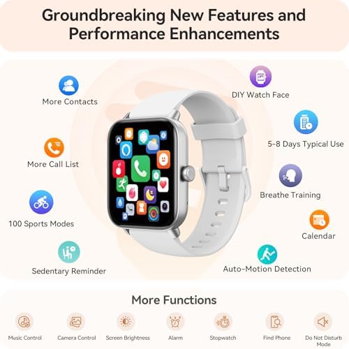 Gydom Smart Watches for Women Men [Alexa Built-in, 1.8"] Smartwatch with Heart Rate/SpO2/Sleep/Stress, 101+ Sports Modes, IP68 Waterproof, Pedometer Fitness Tracker for iOS Android Phones, White - Image 6