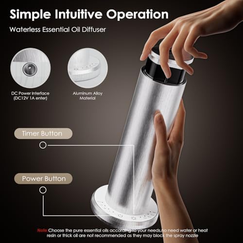 Waterless Essential Oil Diffuser,Aromatherapy Diffusers,Scent Diffusers for Home,Large Room, Hotel Scent Diffuser, 1000sq.ft, Aroma Diffusers (Silver) - Image 6