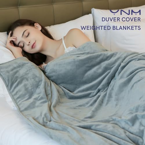 YnM Fuzzy Duvet Cover for Weighted Blankets with 8 Strings (Dark Grey, 60''x80'') - Image 2