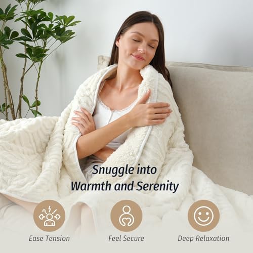 Wemore Soft Weighted Blanket for Adults 60" x 80" 15 lbs Queen Size Cream - Image 5