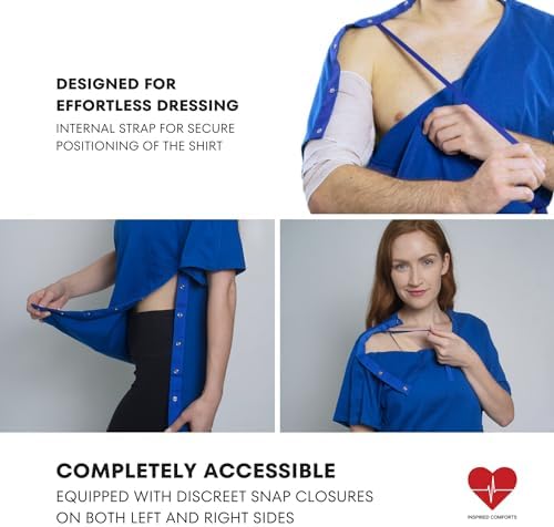 Inspired Comforts Unisex Post Surgery & Rehab V Neck Dual Access Snap Shirt - Image 2