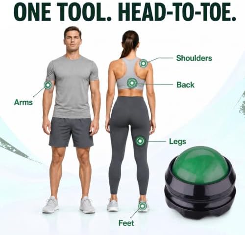 Manual Massage Ball Roller for Deep Tissue & Back Relief - Green Handheld Massage Tool for Essential Oils & Couples Therapy - Image 4