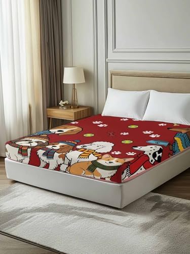 King Flat Sheet Scarf Dog Flat Sheets Only Soft Breathable Microfiber Bedding Top Sheets Luxury Hotel Quality Puppy Animal Paw Print Tennis Ball Red King Bed Sheet for All Season Bedroom Dorm Decor - Image 7