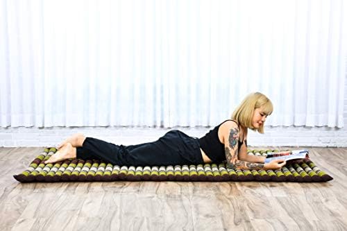 Leewadee - Kapok Roll Mat – Handcrafted Folding Sleep & Relaxation Mattress from Thailand, Ideal as Guest Bed, Camping Mat, Yoga Mat or Traditional Futon, 75 x 39 inches, Brown Green - Image 5