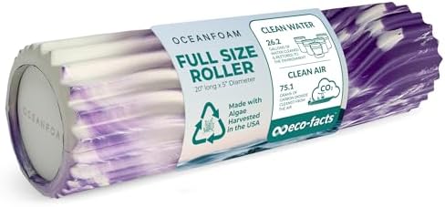 Oceanfoam Tidal Roller - Purple Marbled - Muscle Massage Foam Roller for Back Pain & Stretching - Firm and Ergonomic Wide Wave Textured - Yoga, Athletics, & Wellness - Full Size, 20" x 5" by Oceanfoam