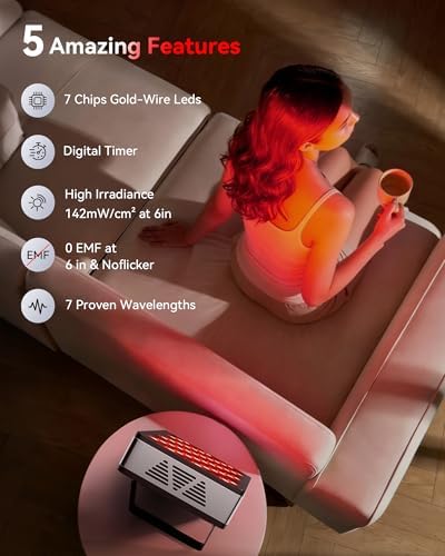 FLIKEZE Red Light Therapy Panel for Full Body Face 3+4 Chips 7 Wavements - Image 3