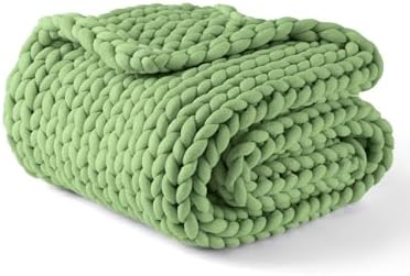 YnM Chunky Throw Blanket, Medium-Weight, Hand Knitted, Skin Friendly, Ventilated and Breathable, Machine Washable, Home Décor Piece for Couch, Sofa and Bed (Avocado Green, 60x80 Inch) by YNM
