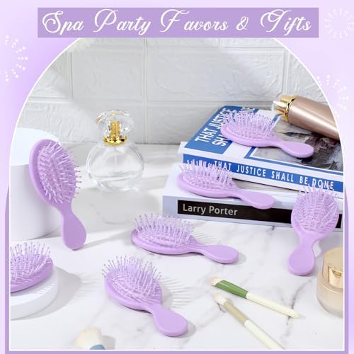 60 Pcs Purple Mini Hair Brushes Bulk for Women Spa Party Favors Soft Bristles Adds Shine Scalp Massage and Detangling Travel Hair Combing for Homeless Team Gifts - Image 4