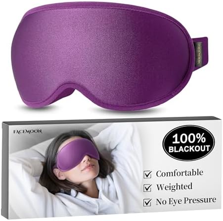 Blackout Eye Mask for Deep Sleep, 3D Weighted Sleep Mask for Women, Zero Pressure, Lash-Friendly, Perfect for Airplane Travel, Meditation, Yoga, Relaxation & Gifting, Purple by FACEMOON