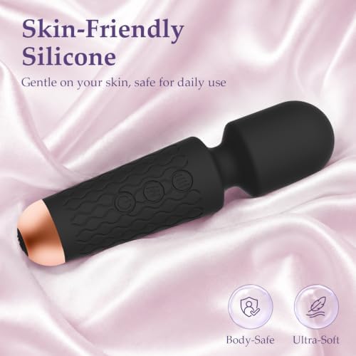 Upgraded Cordless Rechargeable Mini Handheld Massager, 20 Modes 8 Speeds, Premium Silicone, Black, On-the-Go Stress Away & Full Body Muscle Relaxation - Image 4