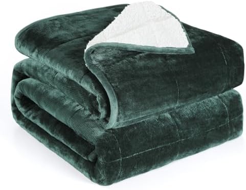 Alomidds Sherpa Fleece Weighted Blanket for Adults(15lbs Twin Size) Heavy Blanket with Fluffy Warm Thick Sherpa & Cozy Soft Flannel Snuggle Great for Sofa Bed Calming, 48x72 inches, Forest Green by Alomidds