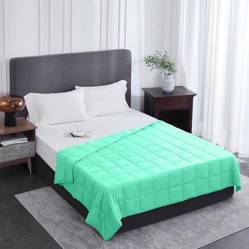 L'AGRATY Weighted Blanket Queen Size（15lbs, 60"x80"） Cooling Heavy Blanket Microfiber for Adults Breathable Big Weighted Throw Blanket for Summer Fall Winter, Green - Image 2