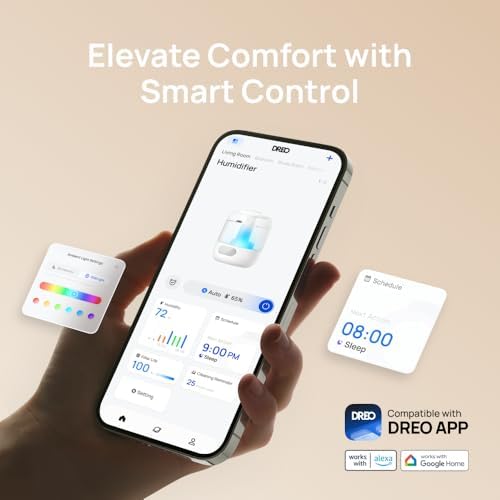 DREO 3L Smart Humidifiers for Bedroom, 30H Runtime, 26 dB Quiet, Top Fill - Image 3