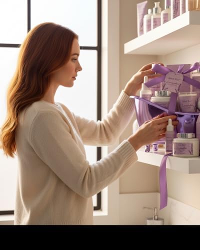 Spa Gift Basket Gifts for Women, Lavender Bath and Body Gift Basket Spa Kit - Image 3