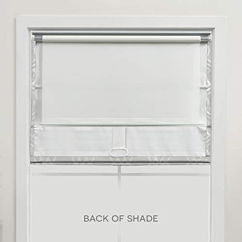 Exclusive Home Prague Trellis 100% Blackout Roman Shade, 34"x64", Silver - Image 6