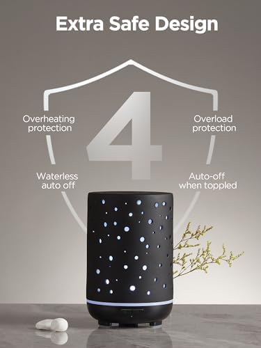 InnoGear 150ml Ceramic Essential Oil Diffuser, Diffusers for Home, Black - Image 5