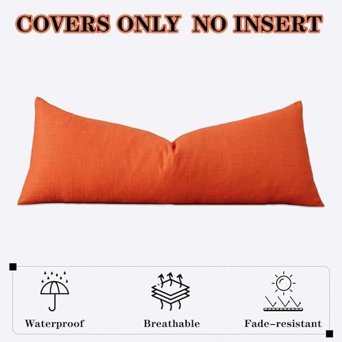 Kevin Textile Outdoor Waterproof 14”x36” Pillow Cover 1 Pack, Orange - Image 7