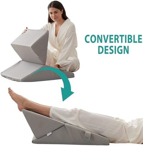 Bedluxe Adjustable 4pcs Bed Wedge Pillow Set, Memory Foam Wedge Pillows Post Surgery for Back, Neck, Leg Pain Relief, Pillow Wedge for Sleeping, Sitting up in Bed, Acid Reflux and GERD, Grey - Image 2