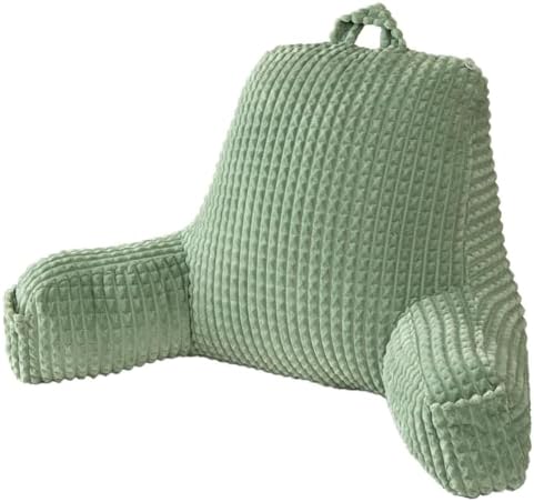 Reading Pillow with Arms for Sitting in Bed,22" Backrest,Green Flannel,XL by Wervity