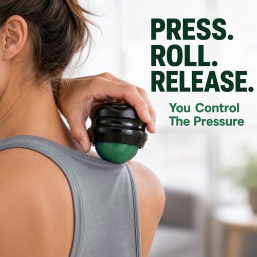 Manual Massage Ball Roller for Deep Tissue & Back Relief - Green Handheld Massage Tool for Essential Oils & Couples Therapy - Image 3