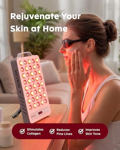 SOLRA SR40 Red Light Therapy Panel with Magnetic Mount & Floor Stand, 660nm 850nm Near Infrared LED Light Lamp for Face & Body, 200W Dual Chip, Adjustable Height, Low EMF, Timer, Home Use - Image 2