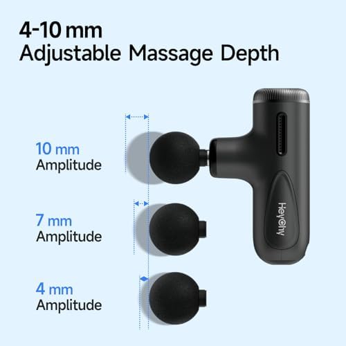 HEYCHY Mini Massage Gun Deep Tissue Muscle Massager Adjustable Depth, Black - Image 3