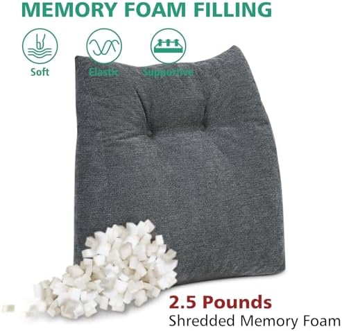 Shinnwa Lumbar Support Pillow for Office Chair, Memory Foam Back Support Pillow for Back Pain Relief, Car, Chair and Couch, 17.5x15x4.5in, Charcoal - Image 2