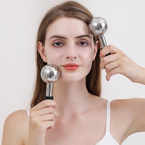Pfefe 360 Rotating Ice Globes for Face & Eyes, Unbreakable Stainless Steel Cryo Sticks for Beauty Routines, Facials Cold Roller Colling Globes for Puffiness, Wrinkles, Dark Circles, Headaches - Image 4