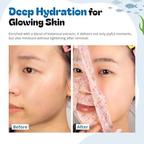 Epielle Character Face Mask Wave & Wild 6 Pack, Fun & Effective Korean Skin Care, Spa Party Favors, Birthday Gifts for Women, Self Care Gifts - Image 5