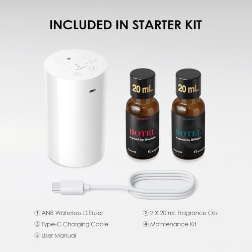 Airversa AN8 Waterless Essential Oil Diffuser Starter Kit, White - Image 5