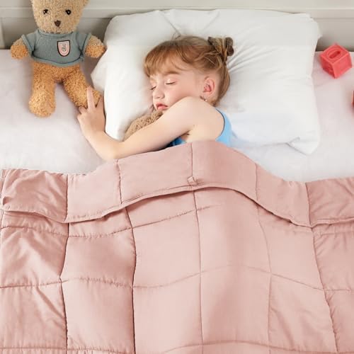 yescool Pink Weighted Blanket 10 Pounds Twin Cooling Weighted Lap Blanket, Heavy Blanket for Sleeping, Weighted Throw Blanket Gifts for 80-110lbs, 40" x60 by yescool