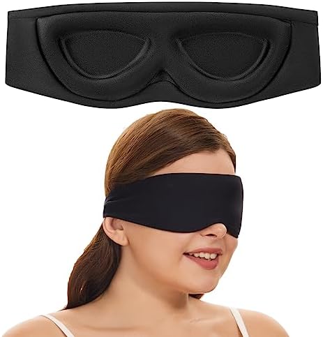 ALASKA BEAR Sleep Mask for Side Sleepers Patented Design, Cup-Shaped and Extra-Soft, 100 Blackout Eye Mask Shades Cover for Men and Women Home or Travel, Machine Washable, Black by ALASKABEAR