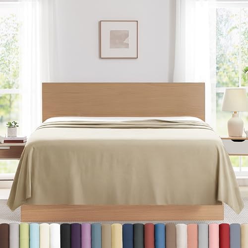 XL Oversized King Flat Sheet Only 132x110 Cal King Top Sheet Soft Sand by SouthshoreFineLivingInc