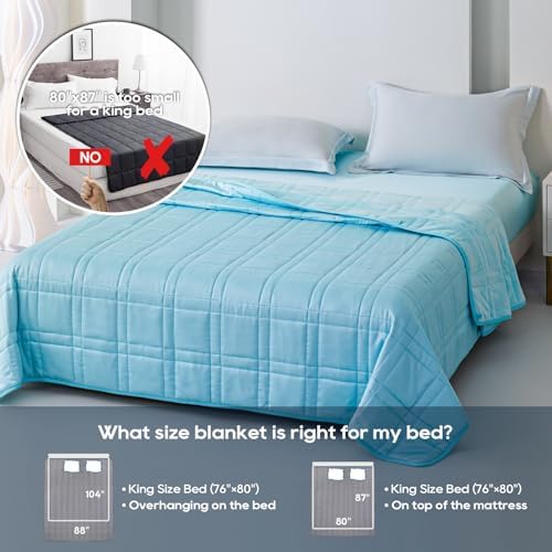 King Size Weighted Blanket 35lb(88''x104'', Dual-Sided), Cozy Warm Velvet & Cooling Tencel Fabric Reversible King Weighted Blanket for Adults & Couple All Season Use - Carry Bag Included, Lake Blue - Image 5