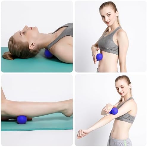 WOVTE Massage Lacrosse Ball for Sore Muscles, Shoulders, Neck, Back, Foot, Body, Deep Tissue, Trigger Point, Muscle Knots, Yoga and Myofascial Release (Blue) (Royal Blue Pink) - Image 2