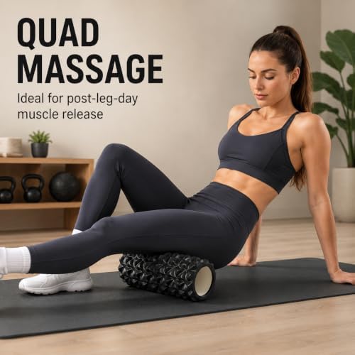 High-Density Foam Roller for Recovery and Relaxation, Muscle Massage and Myofascial Trigger Point Release, Relieves Muscle Pain, Improves Mobility (Black) - Image 7