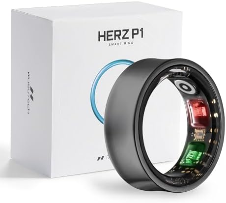 Herz P1 Smart Ring for Women & Men - (Size 6) 24/7 Health Metrics Fitness Ring, Tracks 20+ Biometrics, 6 Day Battery Life, Waterproof Stainless Steel, Free APP for iOS Android, No Subscription by WuzuTech