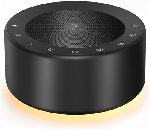 Kipcush White Noise Machine for Baby & Adults, 30 Soothing Sounds, Soft Non-Glare Nursery Lamp, 8 Color Night Lights, Memory Function (Angel V2 Black, Standard) by Kipcush%C2%AE
