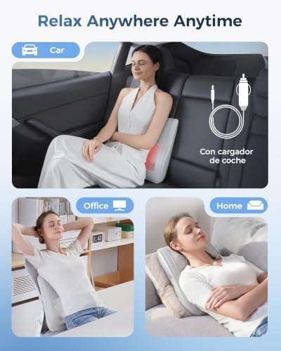 Boriwat Back Massager with Heat, 3D Kneading Massage Pillow for Back, Neck, Shoulder, Leg Pain Relief Deep Tissue, Gifts for Women Men Mom Dad(Light Gray) - Image 6
