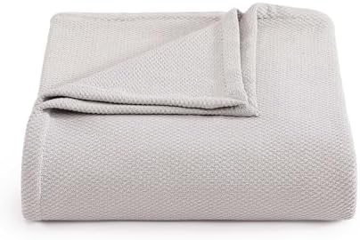 Tommy Hilfiger - Queen Cotton Blanket, Textured Pique Weave Bedding, Medium Weight Soft Blanket, Anti-Pilling & Fade Resistant, Ideal for Layering, Oeko-TEX Certified (Grey) by Unknown