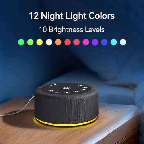 Sound Machine White Noise Brown Noise Machine Night Light 30 Non Looping Sounds 12 Lights 5 Timers Sleep Sounds Machine 36 Adjustable Volume Memory Function for Baby Kids Adult Home Office Travel - Image 3