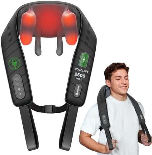 COMFIER Cordless Neck Shoulder Massager with Heat,Classic Black by COMFIER