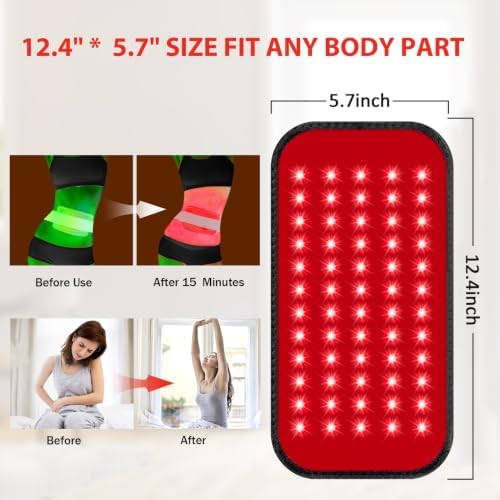 Red Light Therapy for Body, 660nm 850nm Infrared Light Therapy Pad, Wearable Wrap with Timer Remote Control for Back Shoulder Waist Knee, Infrared Light Device Home Use, 12.4'' x 5.7'' Large Area - Image 3