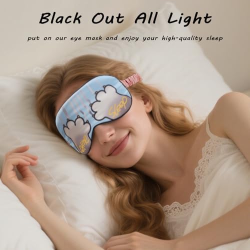 Sleep Masks, 3 Packs Silky Satin Eye Masks for Sleeping,Effective Light Blocking Blindfold for Men Women, Cute Cat Paw Design, with No-Pressure Elastic Strap - Image 4