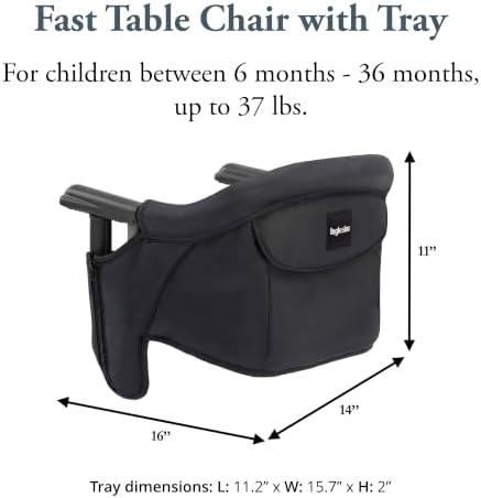 Inglesina Black Fast Table Chair with Clear Fast Dining Tray - Image 3