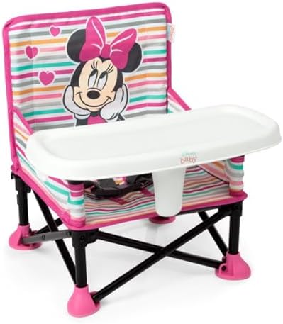 Bright Starts Disney Minnie Mouse Pop 'N Sit Portable Booster, Indoor/Outdoor Use, Floor Seat with Feeding Tray, 6 Mos - 3 Yrs by BrightStarts