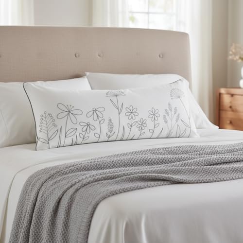 Sanmetex Floral Decorative Throw Lumbar Pillow Cover 14x36 Inch - Image 4
