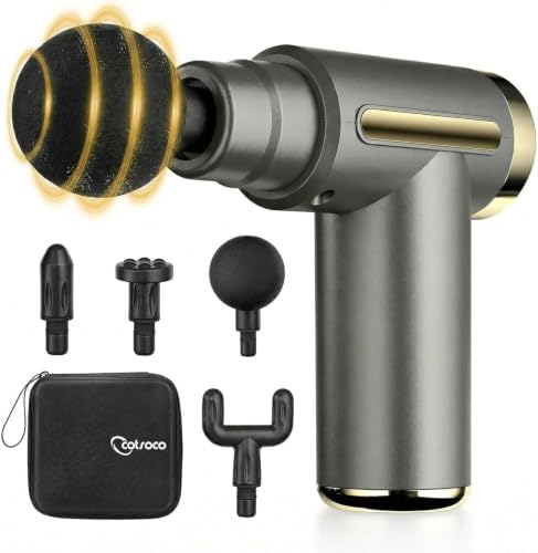 Jancane Mini Massage Gun with Case, Deep Tissue Muscle Massager with 6 Speeds & 4 Heads, Super Quiet Handheld Percussion Massager for Pain Relief, Athletes, Office Workers & Parents, Portable Gift by Jancane