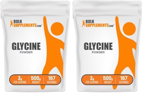 BulkSupplements.com Glycine Powder - Glycine Supplements, Amino Acid Supplement - Unflavored & Gluten Free, 3g per Serving, 500g (1.1 lbs) (Pack of 2) by BULKSUPPLEMENTSCOM